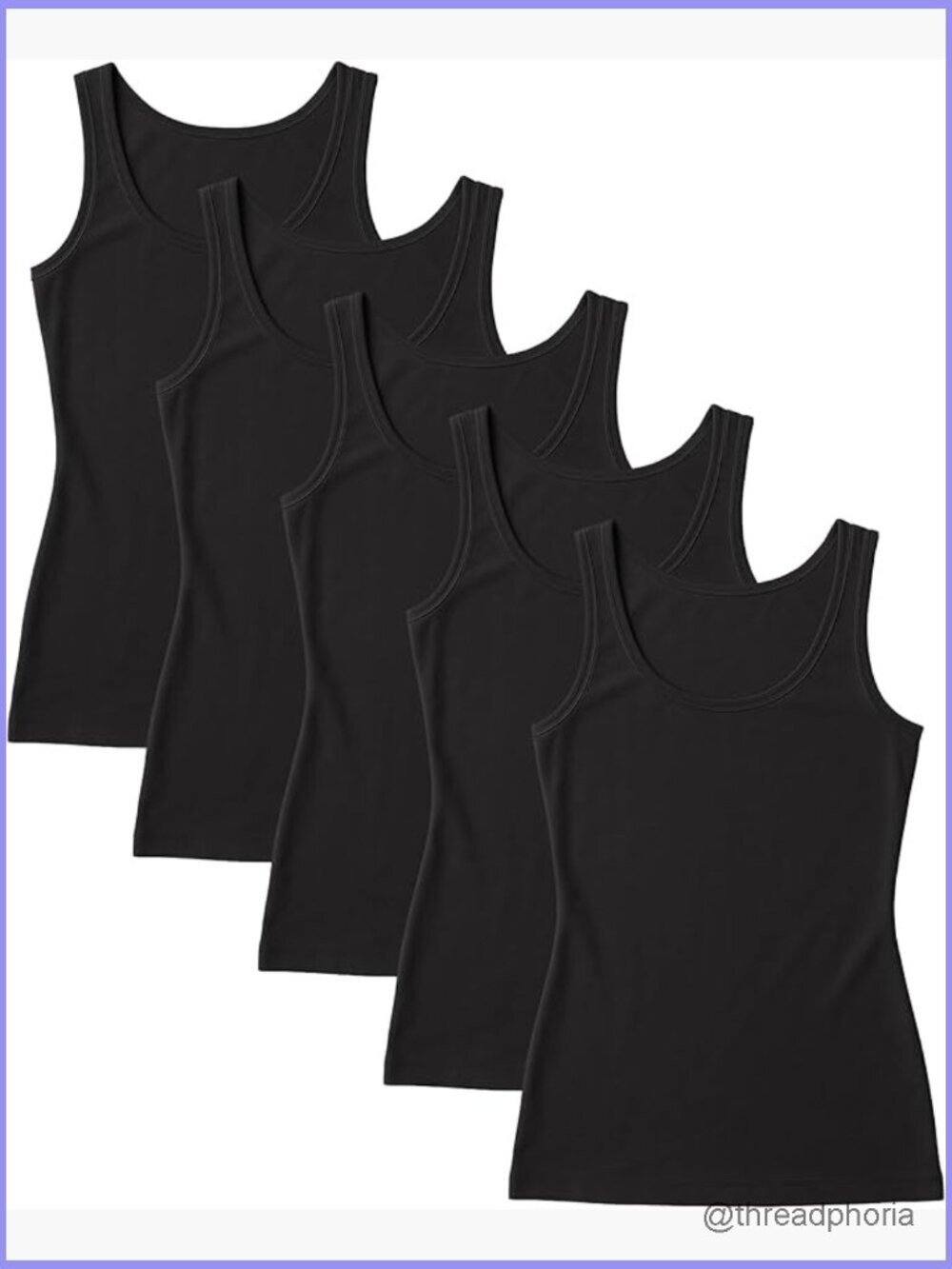 Multi Pack Cotton Stretch Tank Tops - Sleeveless Scoop Neck Camis